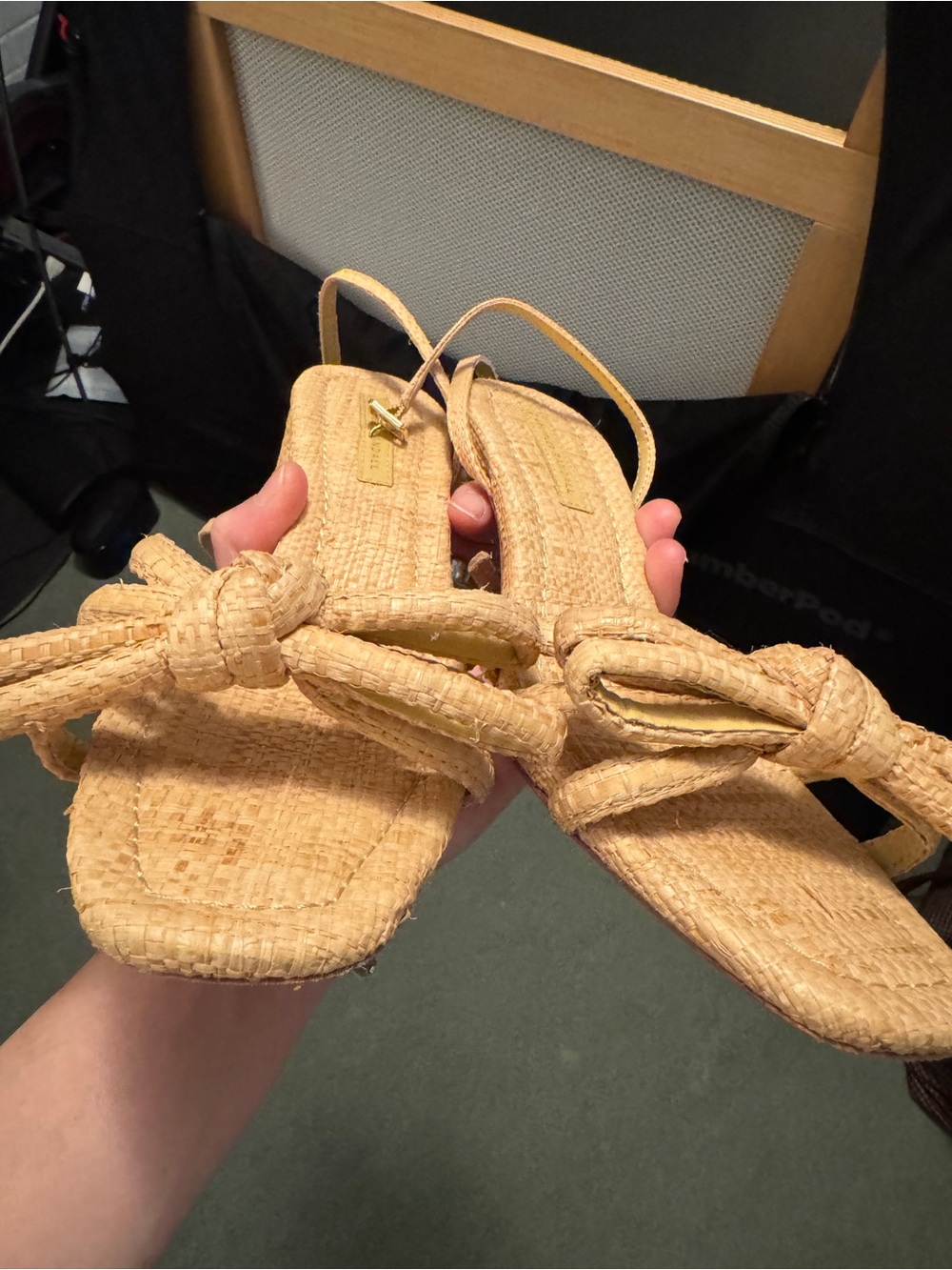 Loeffler Randall Bow Mikel Raffia Ankle Strap High Heel Sandals, 7.5 - worn once - Picture 2 of 10